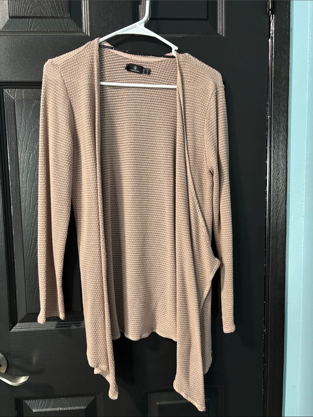 Volcom Open-Front Taupe Knit Cardigan